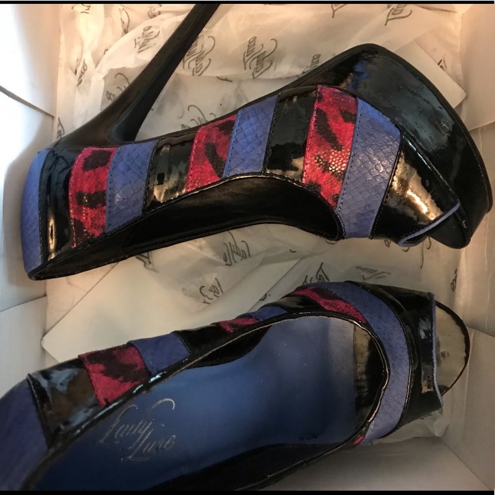 Pink and blue high heels
